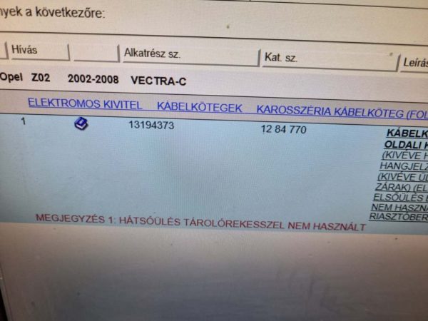 Opel Vectra C kombi karosszéria fő kábelköteg