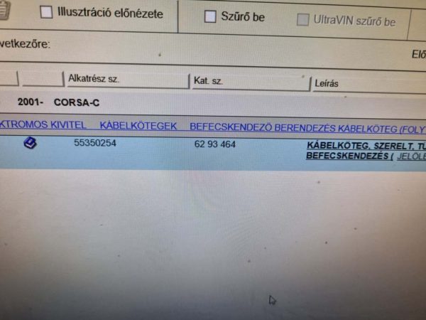 Opel Corsa C üzemanyag kábelköteg