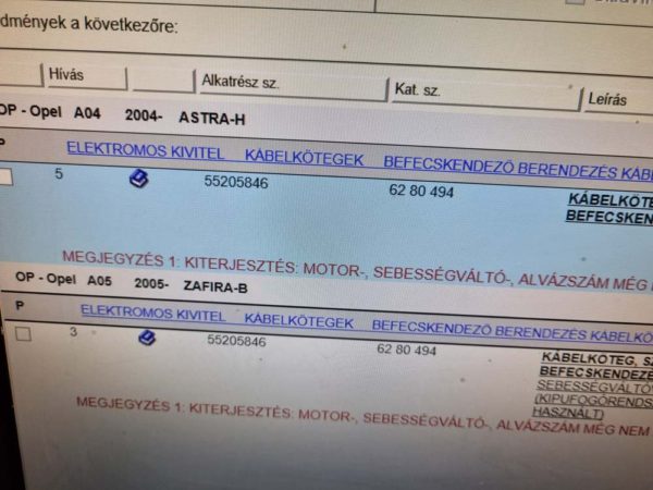 Opel Astra H, Zafira B üzemanyag kábelköteg