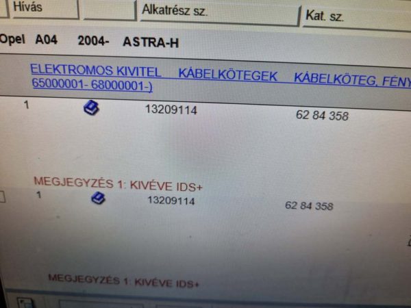 Opel Astra H fényszóró kábelköteg