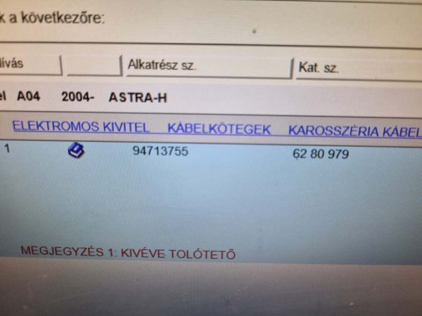 Opel Astra H karosszéria fő kábelköteg