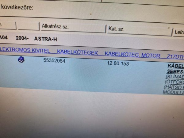 Opel Astra H motor kábelköteg