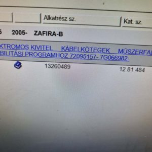 Opel Zafira B műszerfal kábelköteg