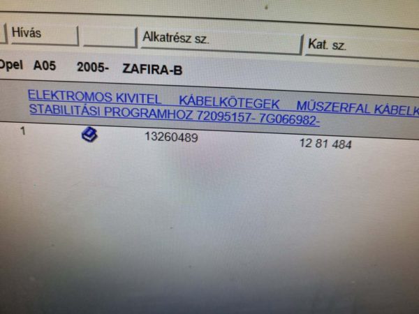 Opel Zafira B műszerfal kábelköteg