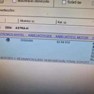 Opel Astra H motor kábelköteg