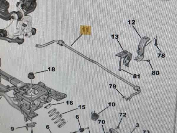 DS DS 7, OPEL GRANDLAND X, PEUGEOT 308 II, PEUGEOT 508 II, PEUGEOT 3008 II Hátsó Vízszintes Stabilizátor Rúd