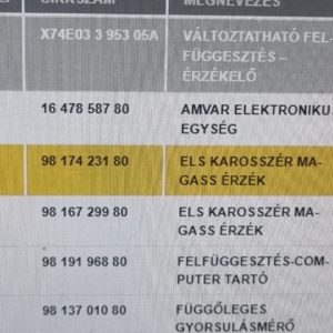 DS DS 7 Jobb első Karosszéria Magasság Érzékelő