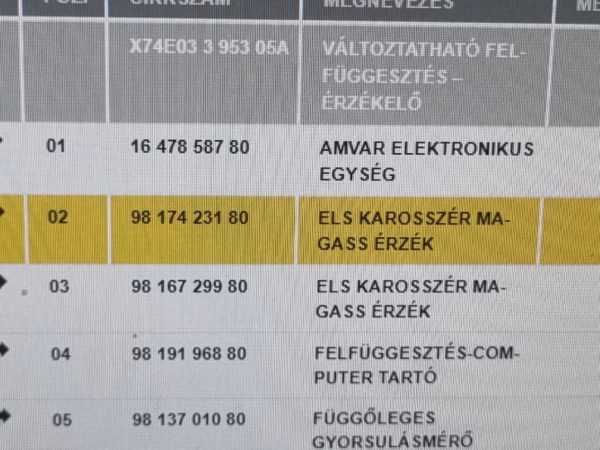 DS DS 7 Jobb első Karosszéria Magasság Érzékelő