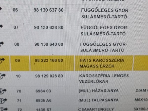 DS DS 7 Jobb-Bal hátsó Karosszéria Magasság Érzékelő