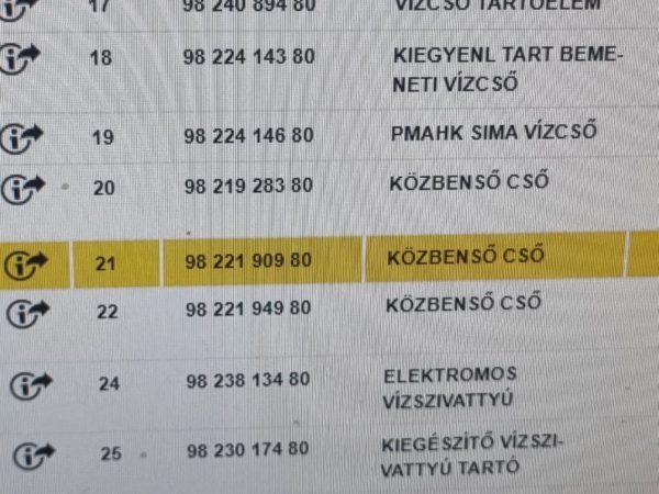 DS DS 7, PEUGEOT 308 II, PEUGEOT 508 II, PEUGEOT 3008 II, CITROEN C5 AIRCROSS Vízcső