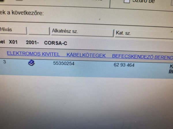 Opel Corsa C üzemanyag kábelköteg