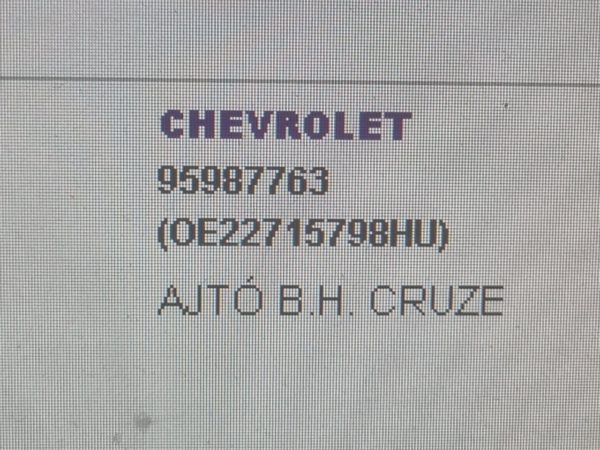 CHEVROLET CRUZE Bal hátsó Ajtó (Üres lemez)