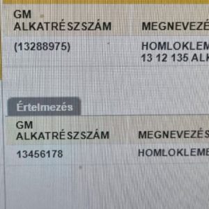 OPEL ASTRA J Homlokfal (Üres lemez)