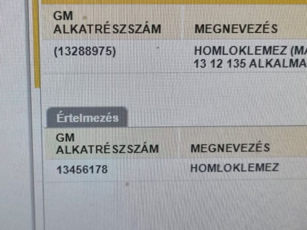 OPEL ASTRA J Homlokfal (Üres lemez)