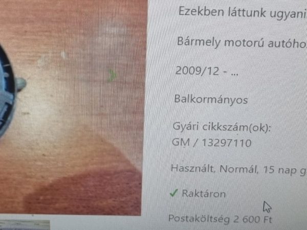 Opel Astra J jobb visszapillantó tükör borítás